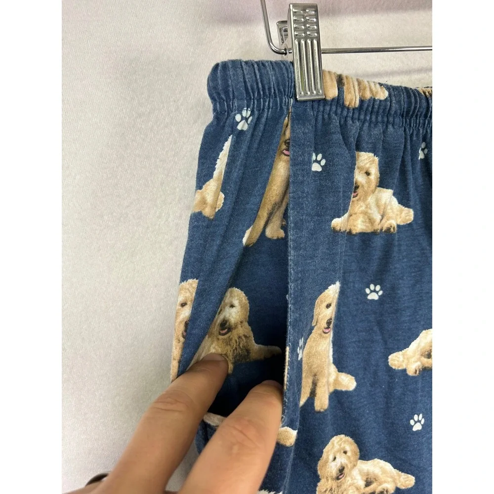 Dog Lover Comfies Unisex Large Navy Blue Golden Doodle Print Pajama Lounge Pants - Picture 8 of 11